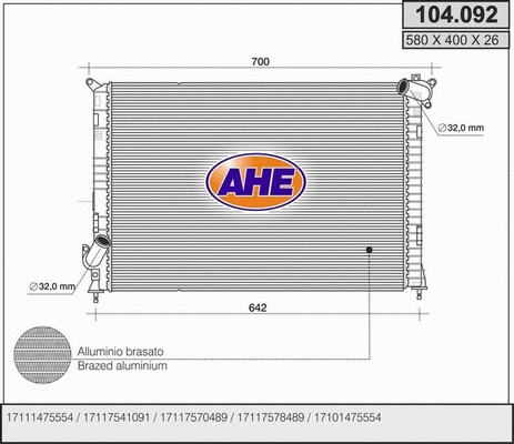 Radiator, engine cooling (104.092)