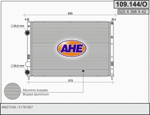 Radiator, engine cooling (109.144/O)