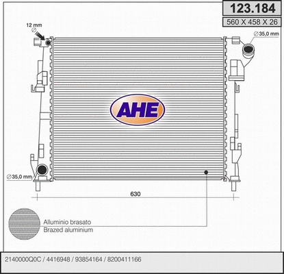 Radiator, engine cooling (123.184)