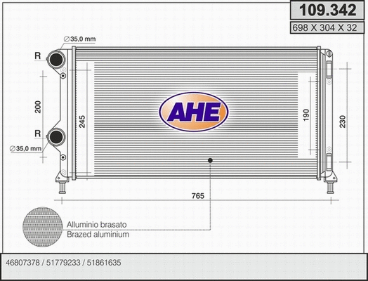 Radiator, engine cooling (109.342)