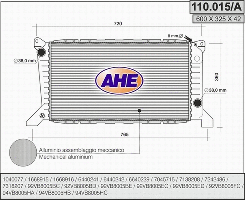Radiator, engine cooling (110.015/A)