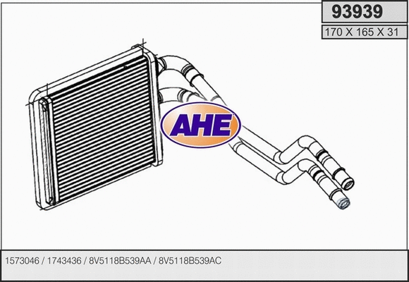 Heat Exchanger, interior heating (93939)