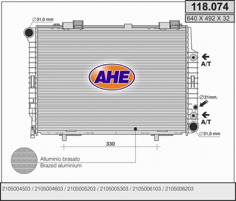 Radiator, engine cooling (118.074)