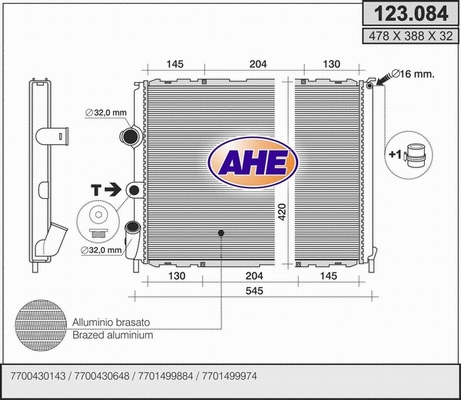 Radiator, engine cooling (123.084)
