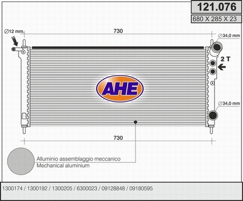Radiator, engine cooling (121.076)