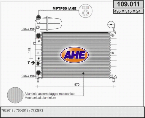 Radiator, engine cooling (109.011)