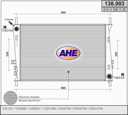 Radiator, engine cooling (138.003)