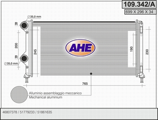 Radiator, engine cooling (109.342/A)
