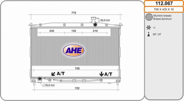 Radiator, engine cooling (112.067)