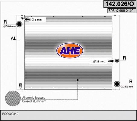 Radiator, engine cooling (142.026/O)