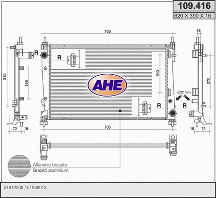 Radiator, engine cooling (109.416)