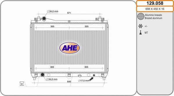 Radiator, engine cooling (129.058)