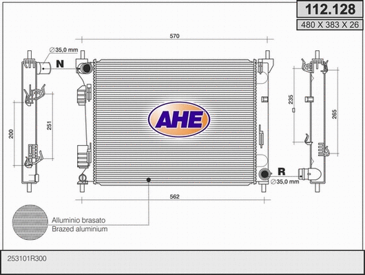 Radiator, engine cooling (112.128)