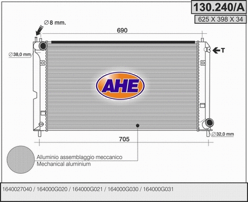 Radiator, engine cooling (130.240/A)