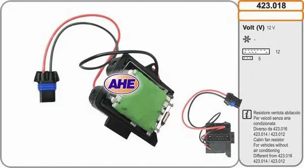 Series resistor, electric motor (radiator fan) (423.018)