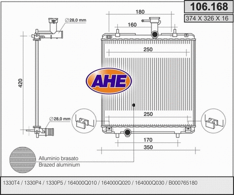 Radiator, engine cooling (106.168)