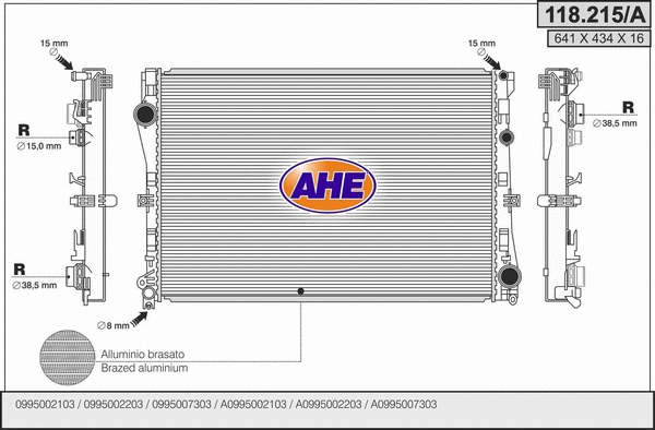 Radiator, engine cooling (118.215/A)