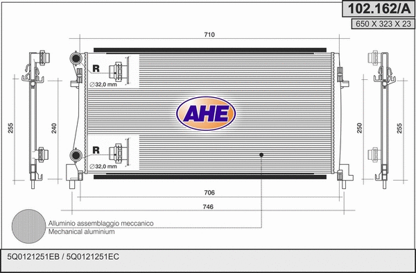 Radiator, engine cooling (102.162/A)