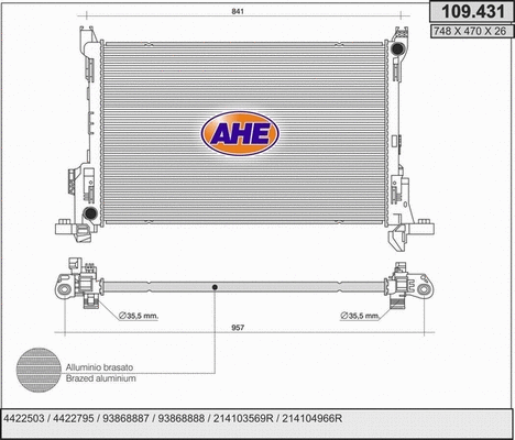 Radiator, engine cooling (109.431)