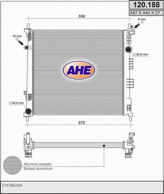 Radiator, engine cooling (120.188)