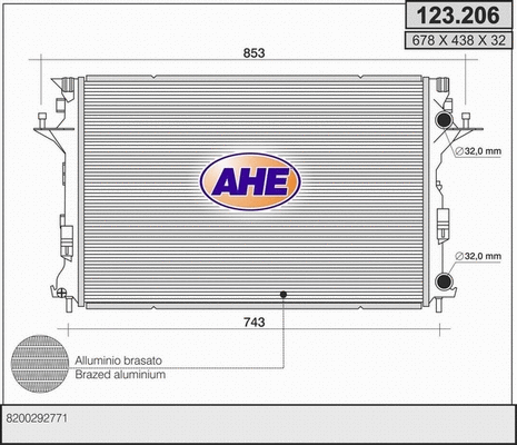 Radiator, engine cooling (123.206)