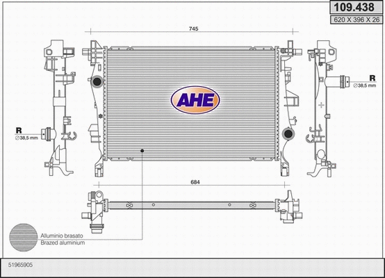 Radiator, engine cooling (109.438)