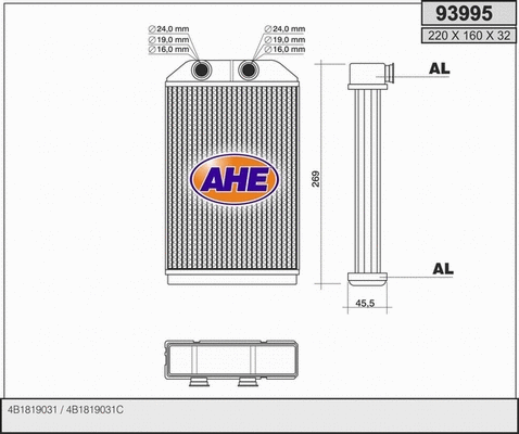 Heat Exchanger, interior heating (93995)