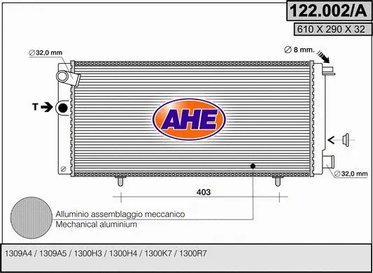 Radiator, engine cooling (122.002/A)