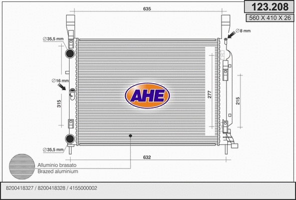 Radiator, engine cooling (123.208)