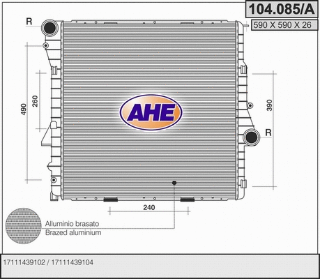Radiator, engine cooling (104.085/A)