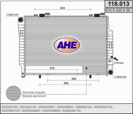 Radiator, engine cooling (118.013)