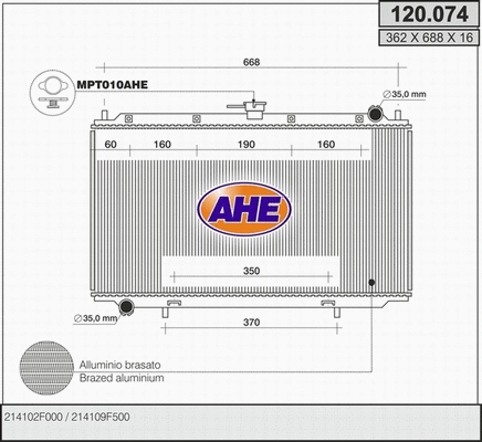 Radiator, engine cooling (120.074)