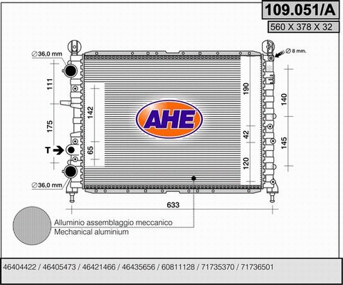 Radiator, engine cooling (109.051/A)