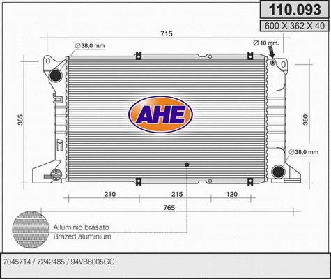 Radiator, engine cooling (110.093)