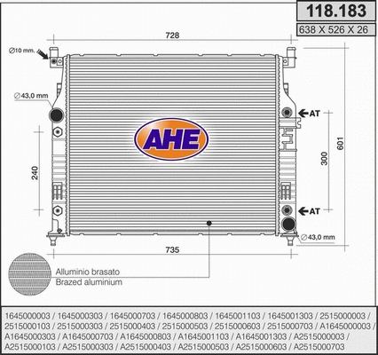 Radiator, engine cooling (118.183)