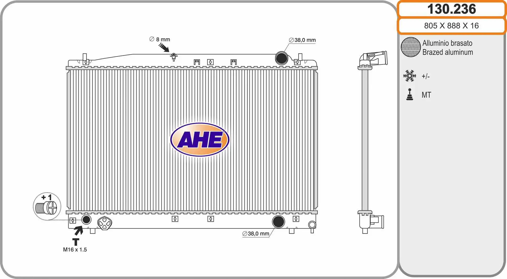 Radiator, engine cooling (130.236)