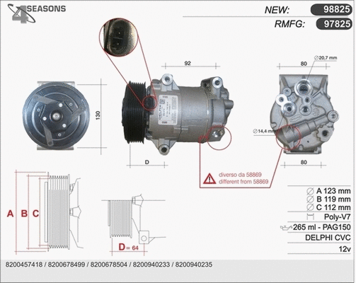 Compressor, air conditioning (98825)
