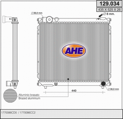 Radiator, engine cooling (129.034)