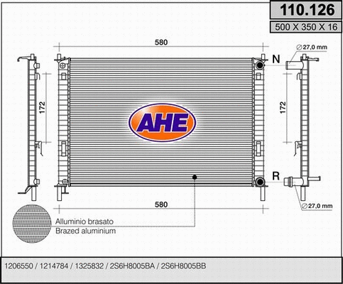 Radiator, engine cooling (110.126)