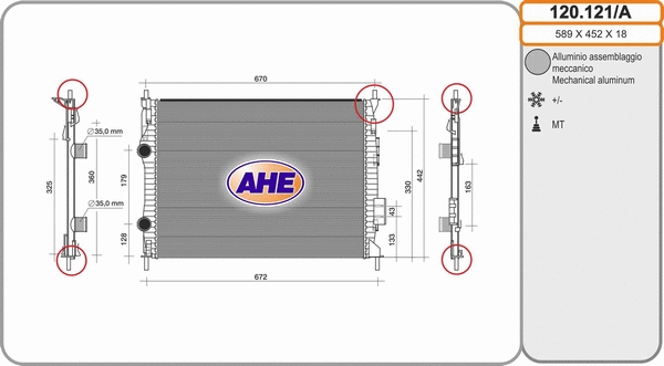 Radiator, engine cooling (120.121/A)