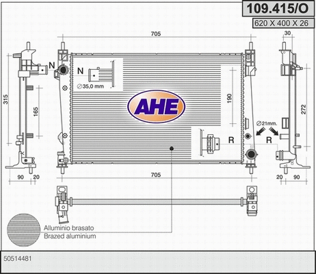 Radiator, engine cooling (109.415/O)