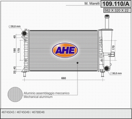 Radiator, engine cooling (109.110/A)