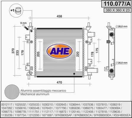 Radiator, engine cooling (110.077/A)
