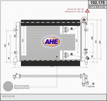 Radiator, engine cooling (102.176)