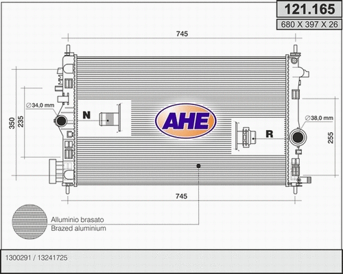 Radiator, engine cooling (121.165)