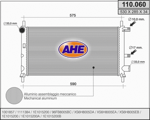 Radiator, engine cooling (110.060)
