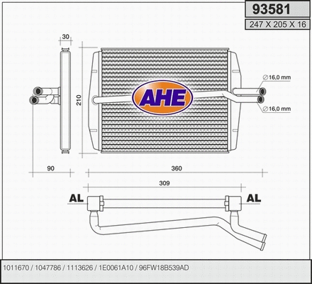 Heat Exchanger, interior heating (93581)