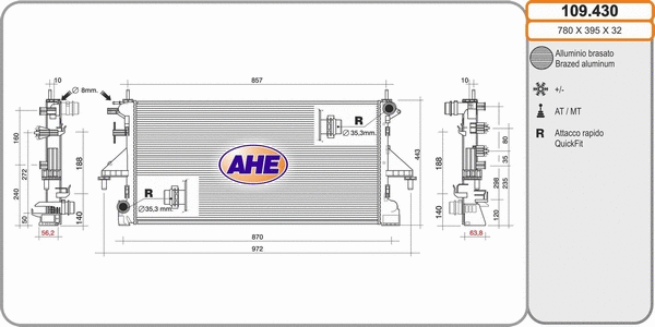 Radiator, engine cooling (109.430)