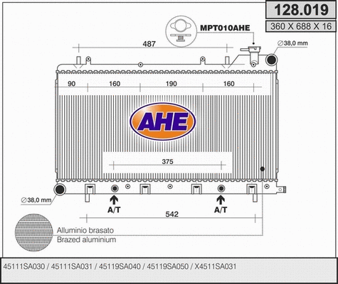Radiator, engine cooling (128.019)
