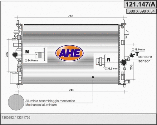 Radiator, engine cooling (121.147/A)